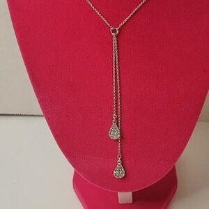 TC Tear Drop Reversible Silver Classic Workwear Modest Dainty Pendant Necklace
